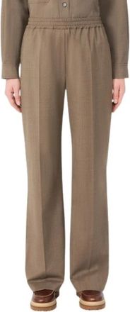 Max Mara Wkd Petra - Dames - Straight fit broeken - Bruin - 2XS - Wol - Broeken
