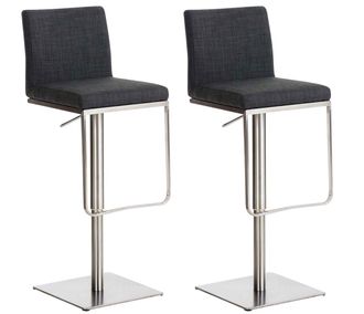 Clp Clp - Lote De 2 Taburetes De Bar Funda De Tela Panam&aacute; Gris Oscuro Acero Inoxidable
