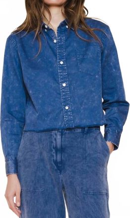 Raquel Allegra Artist Denim Crop Shirt In Indigo Wash
