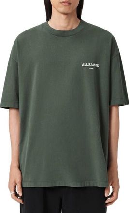 AllSaints Halcyon Oversize Cotton Graphic T-Shirt in Garnet Green at Nordstrom, Size Xx-Large