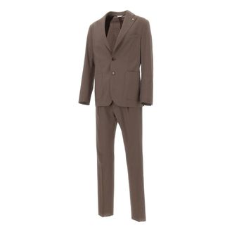Manuel Ritz Single Breasted Suits, male, Brown, Size: L Cool Wool Stretch Suit