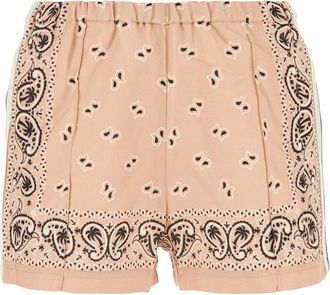 Palm Angels Printed Linen Blend Shorts