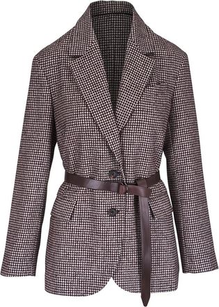 Brunello Cucinelli Houndstooth Belted Blazer