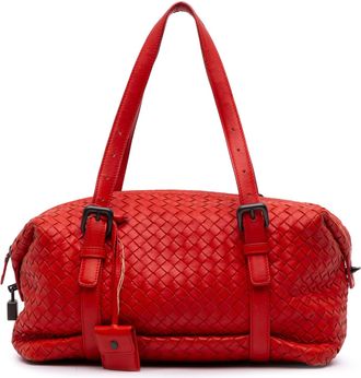 Bottega Veneta Pre-owned Womens Leather Woven Handbag - Red - One Size