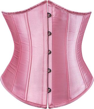 Grebrafan Womens Lace up Boned Brocade Waist Training Underbust Corsets Plus Size (UK(20-22) 5XL, Pink)