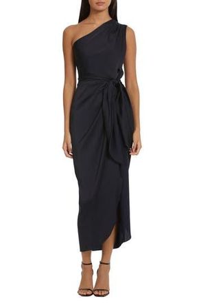 Donna Morgan Draped Skirt One-Shoulder Dress in Twilight Navy at Nordstrom Rack, Size 10