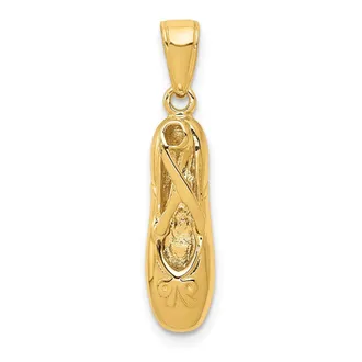 Diamond2Deal 14k Yellow Gold 3-D Ballet Slipper Pendant