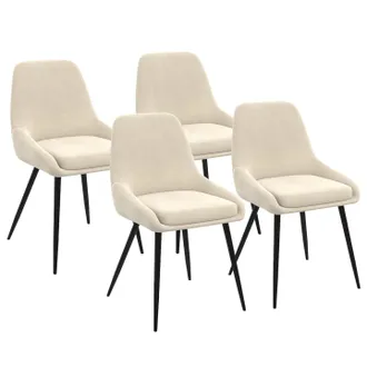 IDMarket Lote De 4 Sillas Thalya De Terciopelo Beige Con Medio Reposabrazos