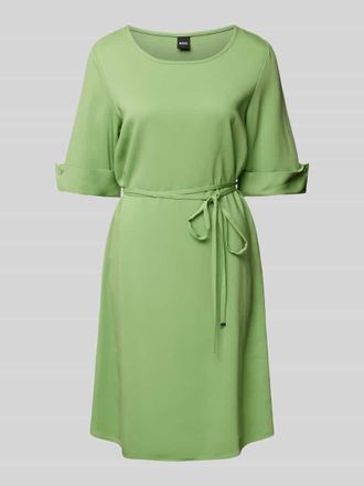 HUGO BOSS Knielanges Kleid aus Viskose-Elasthan-Mix Modell Drimie in Gruen, Gr&ouml;&szlig;e 34