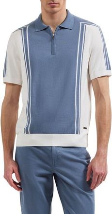 Bugatchi Quarter Zip Cotton Polo Sweater in Air Blue at Nordstrom, Size Xx-Large