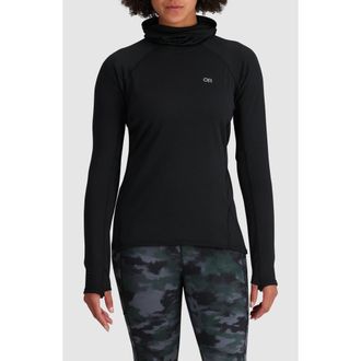 Outdoor Research Vigor Grid Fleece Quarter Zip Hoodie in Black at Nordstrom, Size X-Small