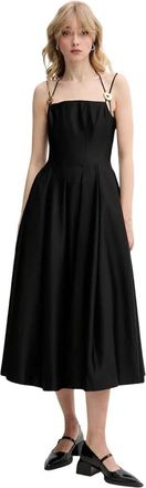 Stine Goya Midi Jurk - Dames - Casual kleedjes - Zwart - XL - Polyester - Kleedjes