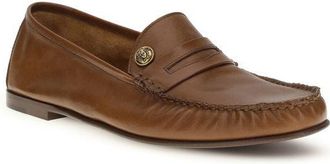 Versace Mens Brown Calf Leather Bos Taurus Slip-On Loafers