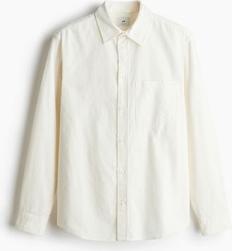 H&M Cordhemd in Regular Fit - Weiss