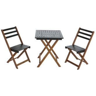 Hhg [nunca Usado] Conjunto Hhg-724, Conjunto De Sal&oacute;n Para Jard&iacute;n Con 2 Sillas Y Mesa, Madera De Acacia Plegable, Verde Natural