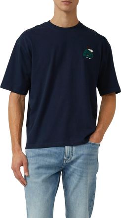 s.Oliver T-Shirt S.OLIVER, Herren, Gr. XXL, navy, Single Jersey, Obermaterial: 100% Baumwolle, bedruckt, regular fit normal, Rundhals, Shirts T-Shirt, mit Pean