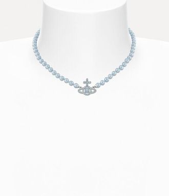 Vivienne Westwood Olympia Pearl Necklace Platinum-light-blue-pearl-blue-cz Platinum-light-blue-pearl-blue-cz Women