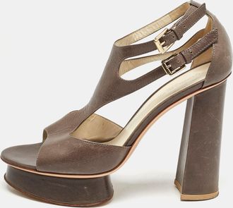 Gianvito Rossi Grey Leather Platform Sandals