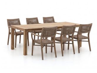 Rough Country Rustic Furniture ROUGH-L Rope/ROUGH-S 220cm dining tuinset 7-delig stapelbaar
