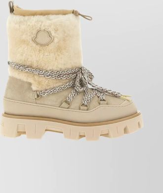 Moncler ankle boots with fur trim and chunky sole