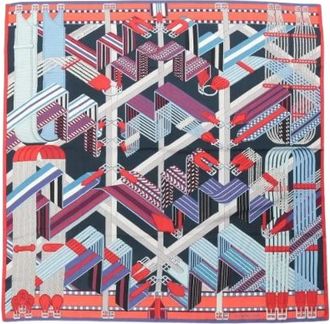 Herm&egrave;s Pre-owned Carr&eacute; G&eacute;ant Sangles en Zigzag Carre 140 - Dames - Vintage Accessoires - Veelkleurig - ONE Size - Kasjmier - Vintage
