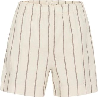 Part Two Eggnog en Brown Stripe Shorts - Dames - Bermuda - Beige - M - Katoen - Korte Broeken