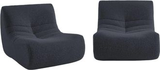 Sweeek Sof&aacute; modular en tejido efecto alpaca, 2 plazas, noche azul