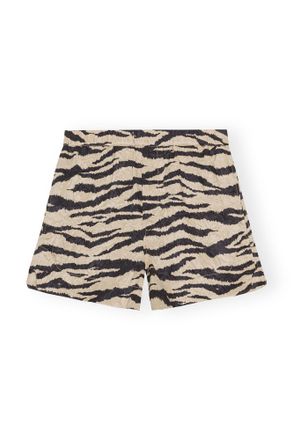 Ganni Crinkled Satin Shorts - Size 32 Beige