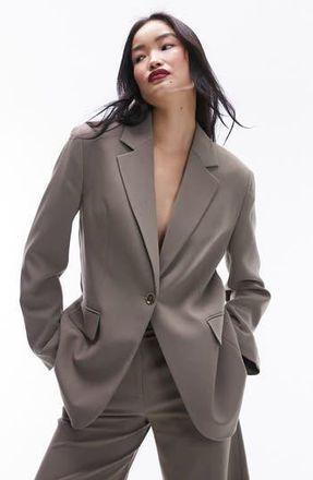 Topshop Split Back Oversize Blazer in Light Grey at Nordstrom Rack, Size 6 Us (Fits Like 2-4)