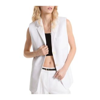 Michael Kors Waistcoats, female, White, XS, Slim Sleeveless Blazer White