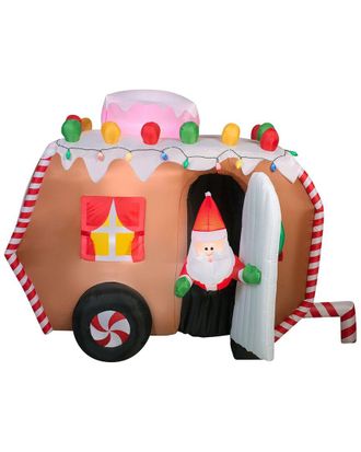 National Tree Company 7.5Ft Inflatable Gingerbread Trailer With Santa