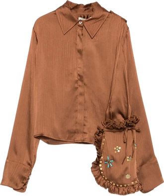 Siedres Blusa con colletto a punta - Marrone