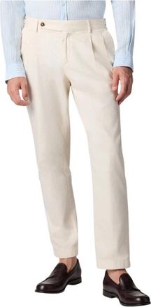 Brooks Brothers Katoenen Gabardine Pantalon met Plooi - Heren - Straight fit broeken - Beige - W32 - Katoen - Broeken