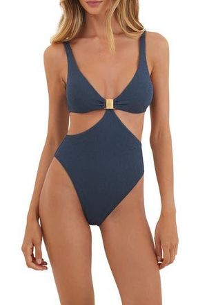Vix Firenze Becky Cutout One-Piece Swimsuit in Blue at Nordstrom Rack, Size Small