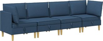 vidaXL Juego De Sof&aacute; Modular Con Almacenamiento 4 Uds. Azul Tela Vidaxl