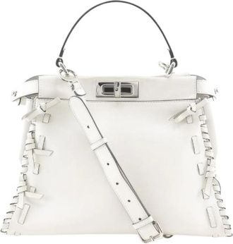 Fendi Pre-owned Peekaboo Leren Handtas - Dames - Vintage Handtas - Wit - ONE Size - Leer - Vintage