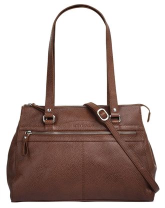 Betty Barclay Umh&auml;ngetasche BETTY BARCLAY, Damen, Gr. B/H/T: 34cm x 24cm x 10cm onesize, braun (cognac), Leder, leicht gl&auml;nzend, unifarben, Taschen Umh&auml;ngetasche, e