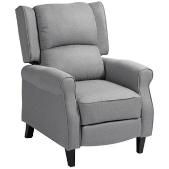 OEM Sill&oacute;n Relax Reclinable Manual Tapizado En Lino Sint&eacute;tico Con Reposapi&eacute;s Retr&aacute;ctil Carga 150 Kg Gris