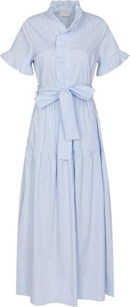 Neo Noir Nellie Soft Stripe Dress - Dames - Shirt Kleedjes - Blauw - S - Katoen - Kleedjes