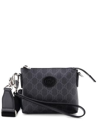 Gucci Interlocking G Patch Wristlet Messenger Bag GG Coated Canvas Mini crossbody bag - Black