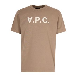 A.P.C. T-Shirts, male, Beige, Size: XL Logo T-shirt