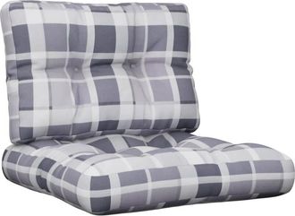 vidaXL Cojines Para Palets 2 Unidades Tela A Cuadros Gris Vidaxl