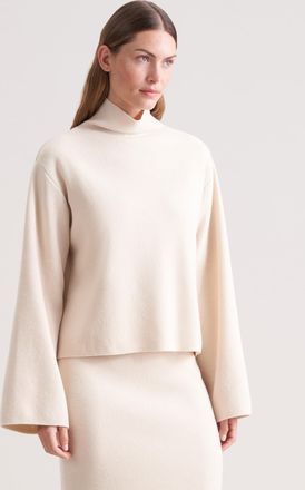 Seidensticker Strickpullover SEIDENSTICKER, Damen, Gr. L, ecru, 80% Wolle, 15% Polyamid, 5% Kaschmir, oversize, ohne Ausschnitt, Pullover Strickpullover, 1/1 Rollkr