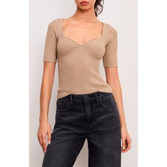 Good American Virgo Short Sleeve Rib Top in Mineral001 at Nordstrom Rack, Size X-Small