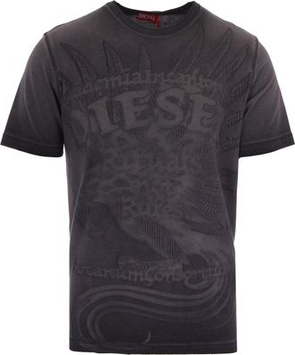 Diesel Grey Rawjust Cotton-Blend T-Shirt