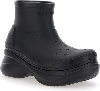 Balenciaga Mens Black Ankle Boots With Embossed Logo Eva