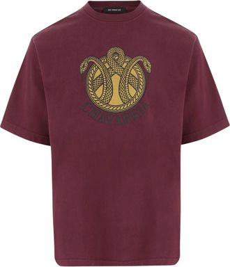 Willy Chavarria Snake Crest Katoenen T-shirt - Heren - T-shirts - Rood - L - Katoen - Tops