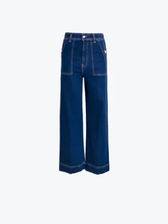 Vilagallo Womens Wide Leg Jeans In Denim Medio