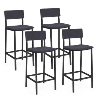 IDMarket Set Di 4 Sgabelli Da Bar Aubin Con Schienale, Sedia Da Cucina In Velluto Grigio Antracite