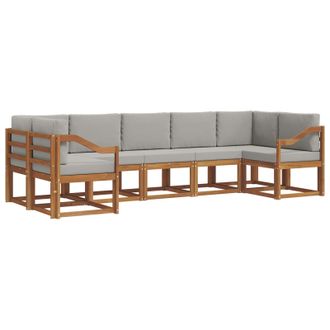 vidaXL Conjunto De Sof&aacute;s De Exterior 7 Pcs Gris Natural Y Claro Vidaxl